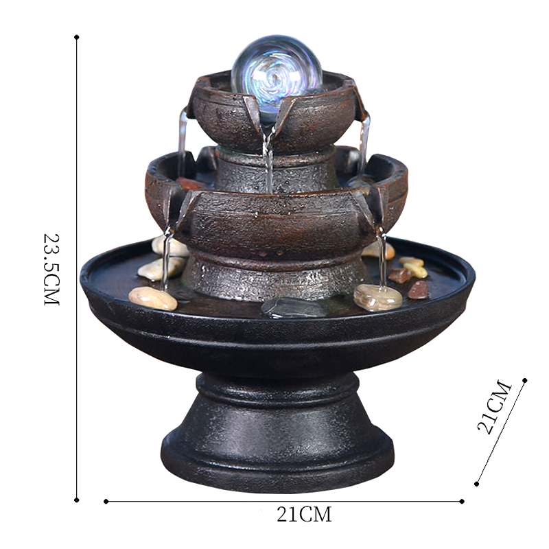 Desktop Water Fountain – Flowing Water Wealth Ornament for Home & Office | Circulating Tabletop Fountain