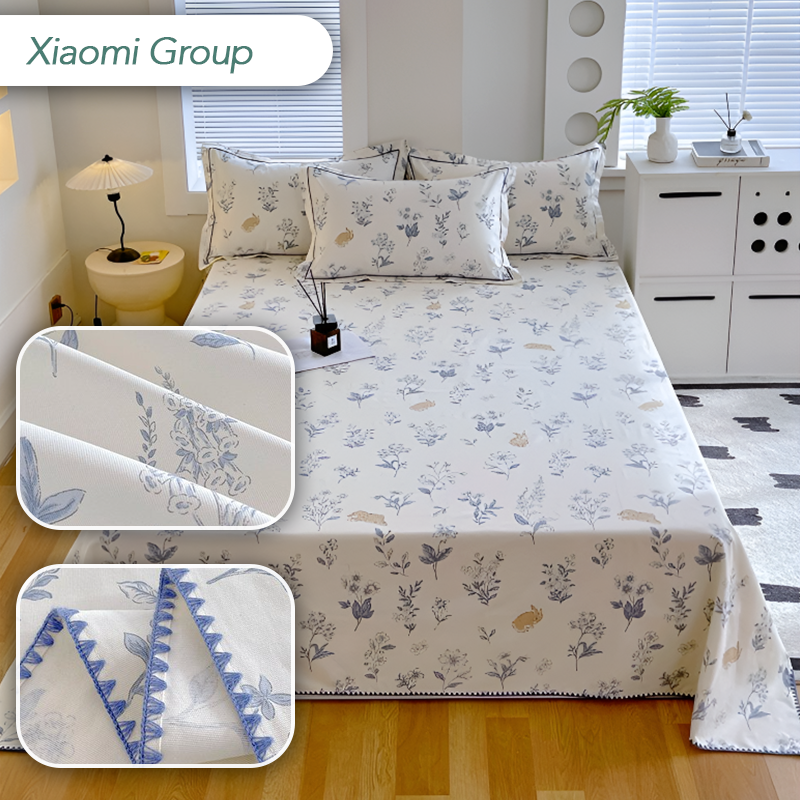 100% Cotton Coarse Cloth Summer Bedspread – Shell Edge Cool Mat & Linen Three-Piece Set – Great fit for Queen and King Beds