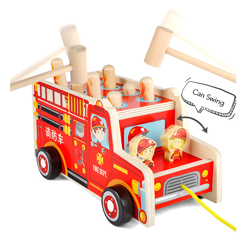 Wooden Whack-a-Gopher Toy – Fire Truck & Elephant Variants – Children’s Educational & Sensory Game