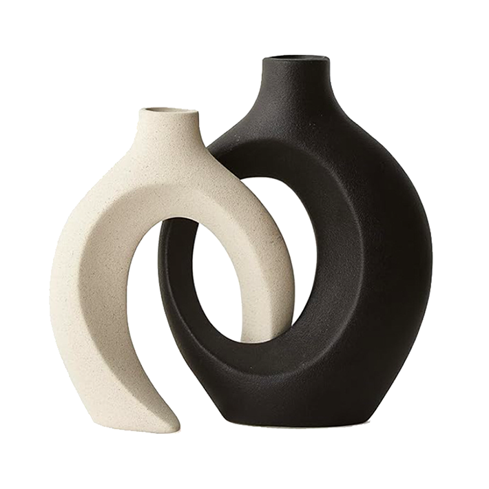 Snuggle - Modern Nordic Ceramic Vase - Abstract Minimalist Sculptural Design, Flower Holder for Home & Office Decor, European Light Luxury Style