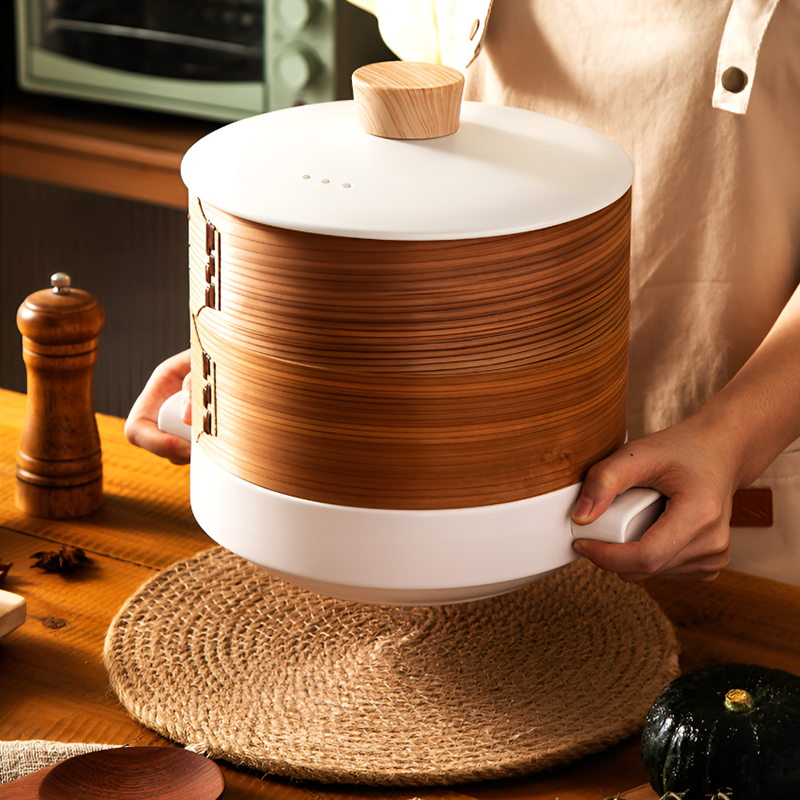Double-Layer Ceramic Steamer Casserole – High-Temperature Resistant Soup & Steaming Pot for Gas & Open Flame Cooking
