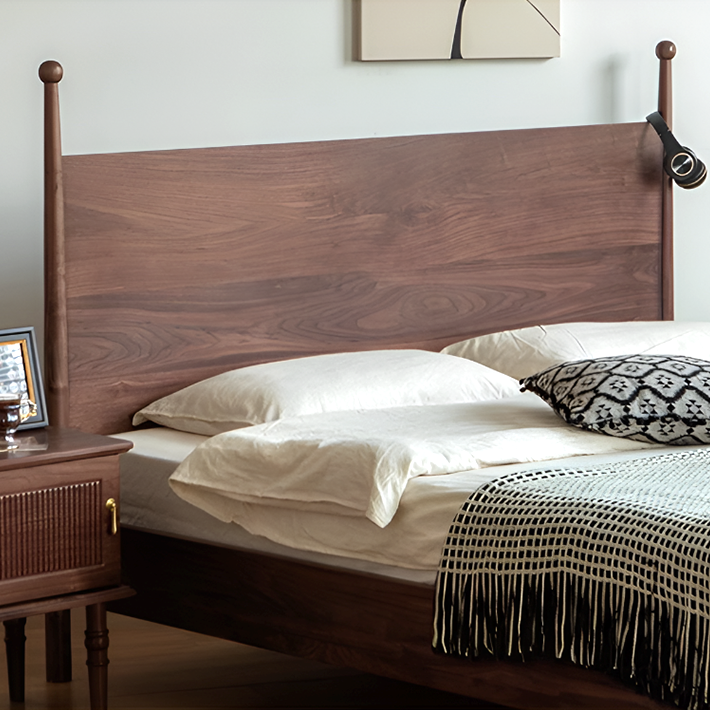 Black Walnut Solid Wood Platform Bed – Scandinavian French Style in Queen & King Sizes