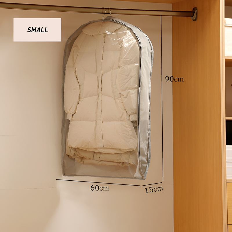 Clear Front Hanging Dust Cover for Coats & Suits – PEVA Waterproof Garment Bag With Semi-Opaque White or Gray Back