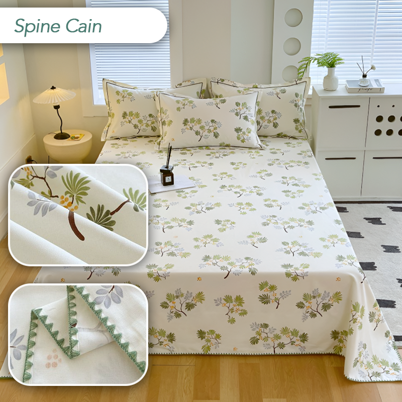 100% Cotton Coarse Cloth Summer Bedspread – Shell Edge Cool Mat & Linen Three-Piece Set – Great fit for Queen and King Beds