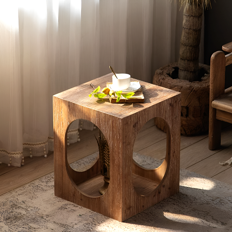 Modern Solid Wood Side Table with Hidden Cat Bed – Nordic Style Furniture for Living Room or Bedroom