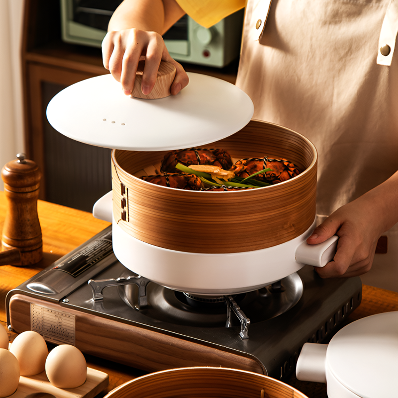 Double-Layer Ceramic Steamer Casserole – High-Temperature Resistant Soup & Steaming Pot for Gas & Open Flame Cooking