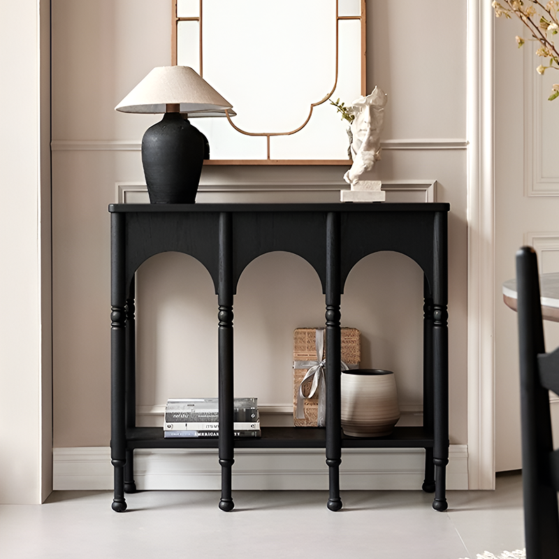 Solid Wood Retro Console Table – Entryway & Living Room Side Table