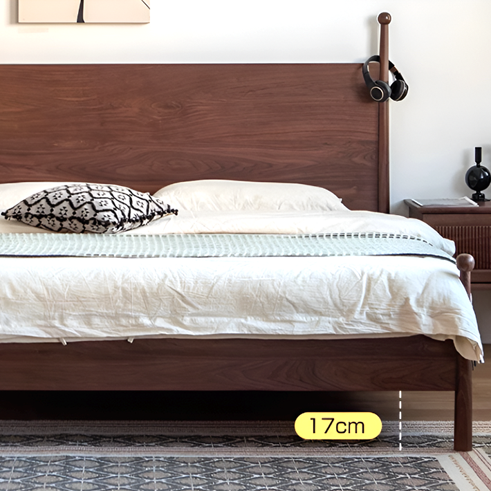 Black Walnut Solid Wood Platform Bed – Scandinavian French Style in Queen & King Sizes