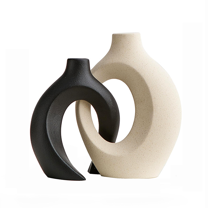 Snuggle - Modern Nordic Ceramic Vase - Abstract Minimalist Sculptural Design, Flower Holder for Home & Office Decor, European Light Luxury Style