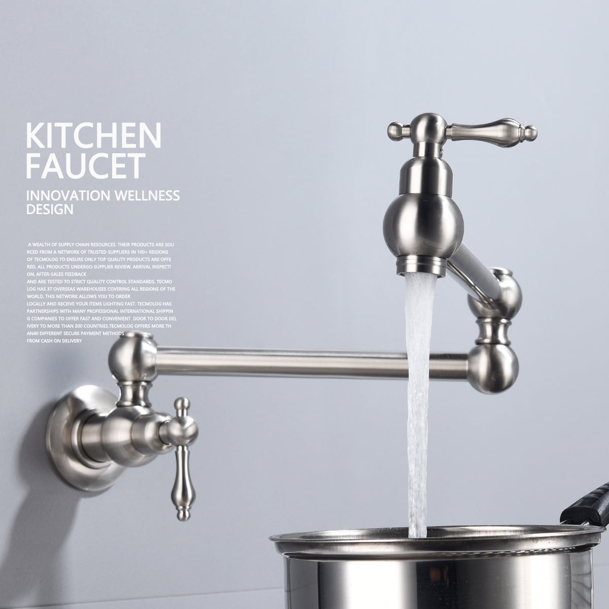 Wall-Mount Pot Filler Faucet – Retractable Folding Kitchen Tap