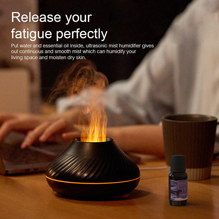 Flame Effect Aroma Diffuser – Humidifier with 3D Fire Light Display