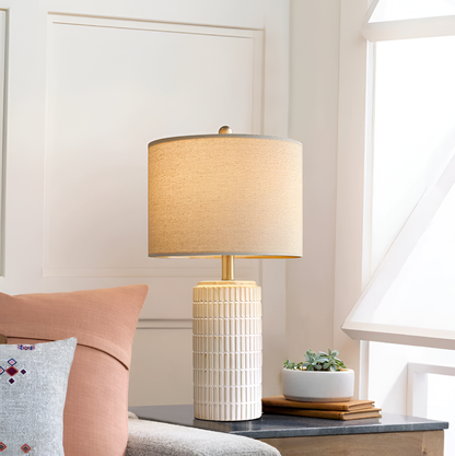 Elegant American Style Vintage Table Lamp – Ceramic Base & Linen Shade