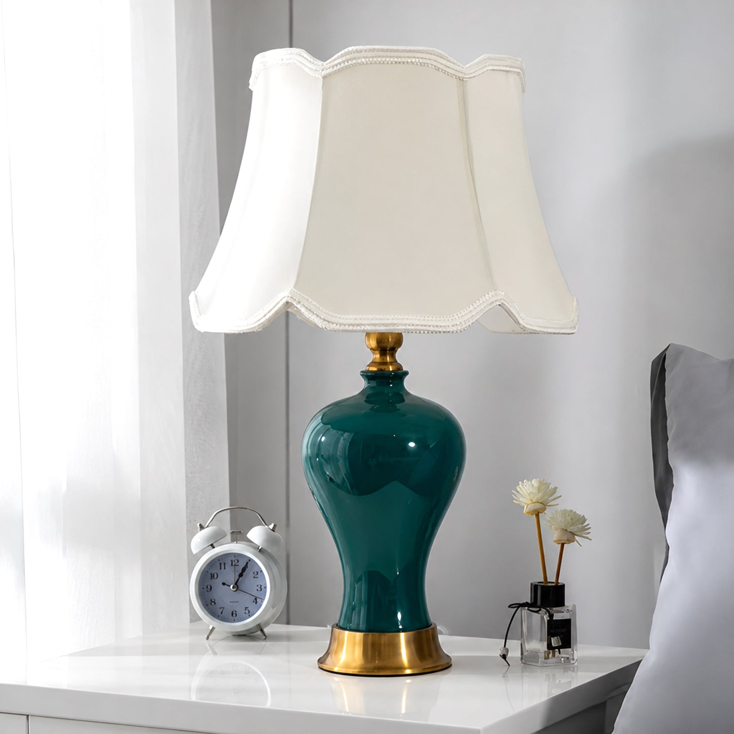 American-Style Ceramic Table Lamp with Dimmer Switch