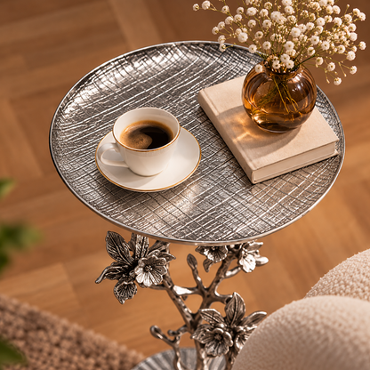 Light Luxury Sofa Side Table with Shelving - Aluminum Alloy Living Room Corner Table