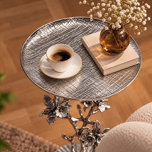 Light Luxury Sofa Side Table with Shelving - Aluminum Alloy Living Room Corner Table