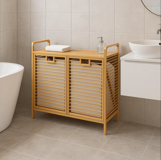 Laundry Storage Cabinet – Multi-Layer Bamboo Basket Organizer