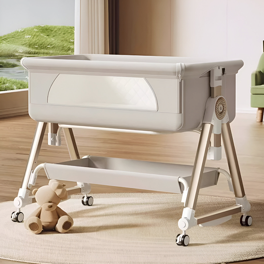 Luxury Pro Baby Bassinet Crib – Bedside Sleeper with Changing Table, Storage Basket & Free Mosquito Net | Adjustable Newborn Rocking Cot