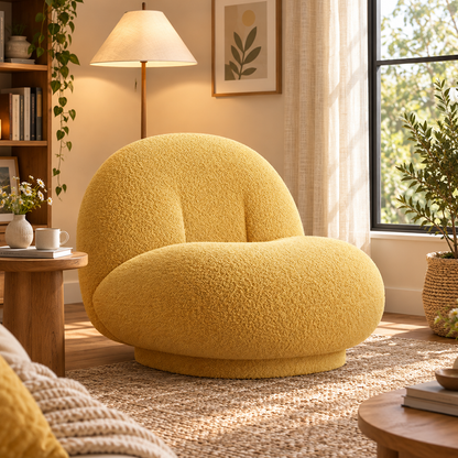 Cloud-Shaped Bean Bag Sofa – Soft Plush Lounge Chair with High-Density Foam, Fixed or Swivel Style