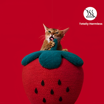 Strawberry Cat Scratching Post - Natural Jute Vertical Scratch & Climb Toy