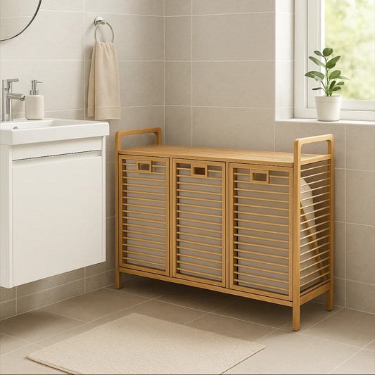 Laundry Storage Cabinet – Multi-Layer Bamboo Basket Organizer