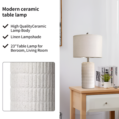 Elegant American Style Vintage Table Lamp – Ceramic Base & Linen Shade