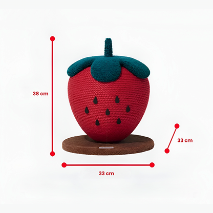 Strawberry Cat Scratching Post - Natural Jute Vertical Scratch & Climb Toy