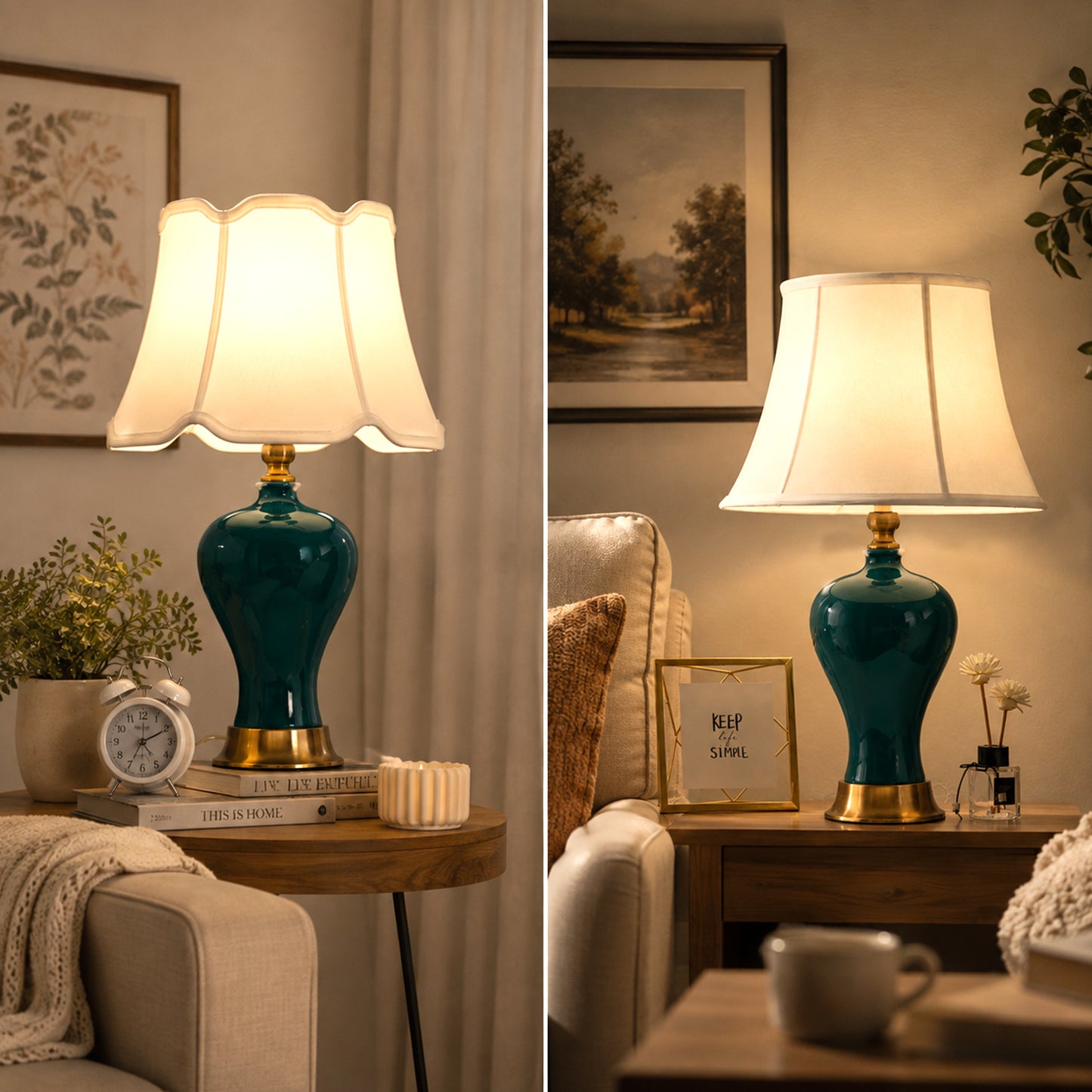 American-Style Ceramic Table Lamp with Dimmer Switch