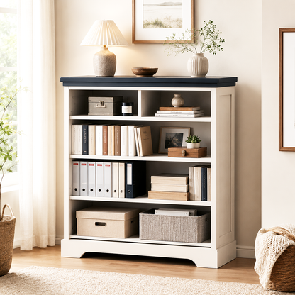 5-Drawer Chest of Drawers - Black & White Solid Wood Storage Cabinet