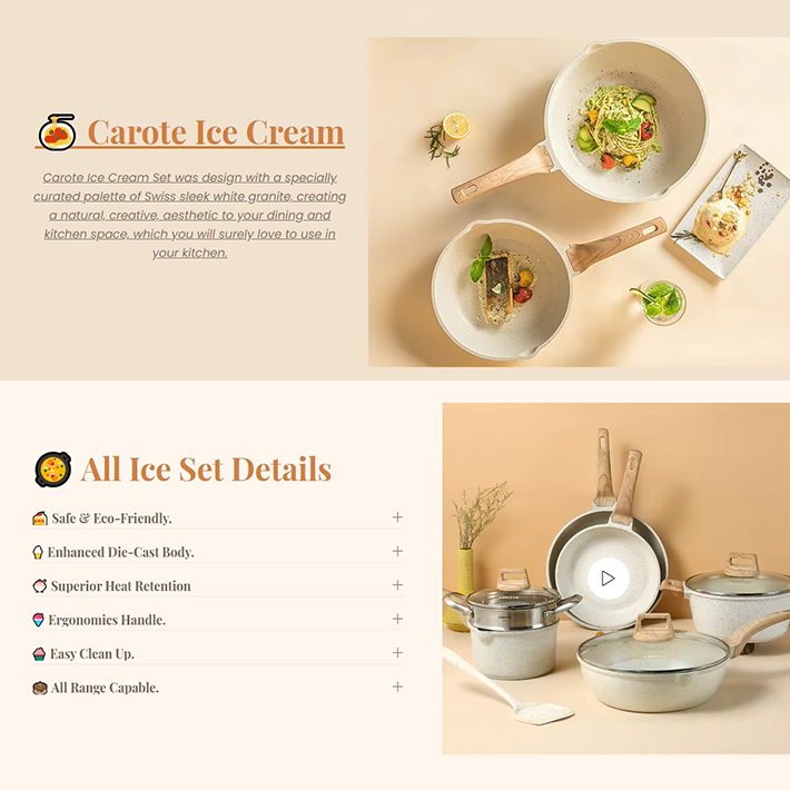 Marble White Non-Stick Cookware Set – Premium Die-Cast Aluminum Pots and Pans