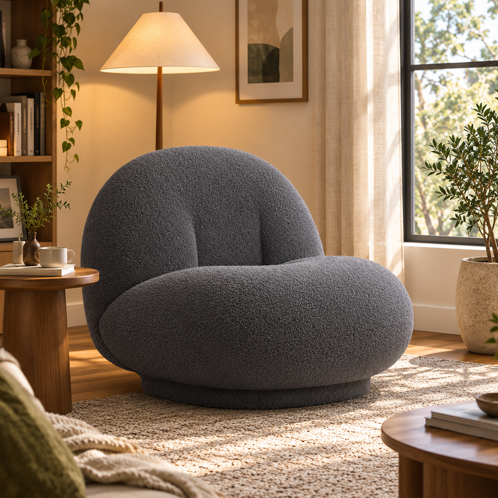 Cloud-Shaped Bean Bag Sofa – Soft Plush Lounge Chair with High-Density Foam, Fixed or Swivel Style