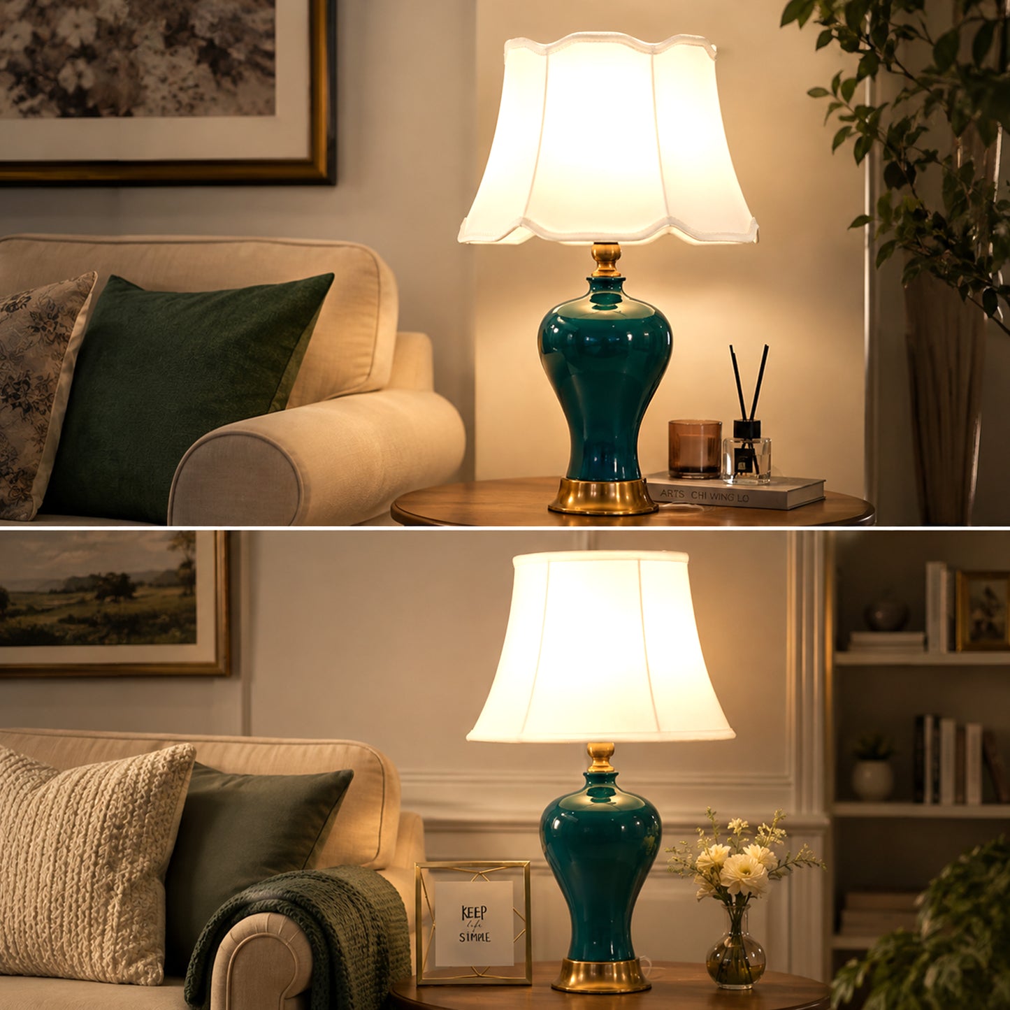 American-Style Ceramic Table Lamp with Dimmer Switch