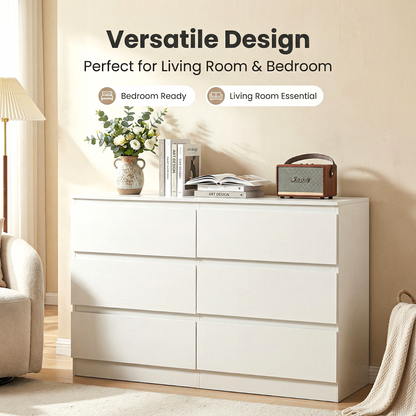 Modern 6-Drawer Dresser Cabinet – Minimalist Storage Solution in Olive Green or Grey