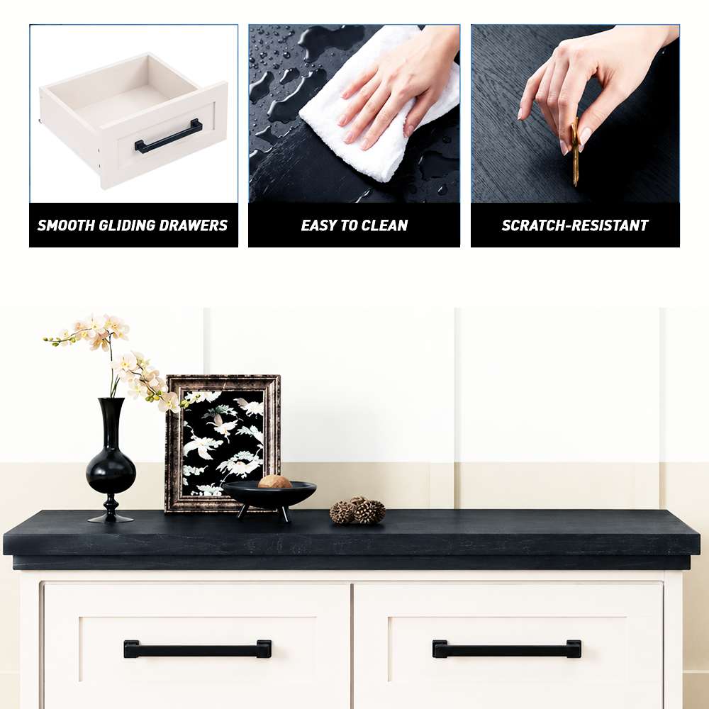 5-Drawer Chest of Drawers - Black & White Solid Wood Storage Cabinet