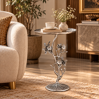 Light Luxury Sofa Side Table with Shelving - Aluminum Alloy Living Room Corner Table