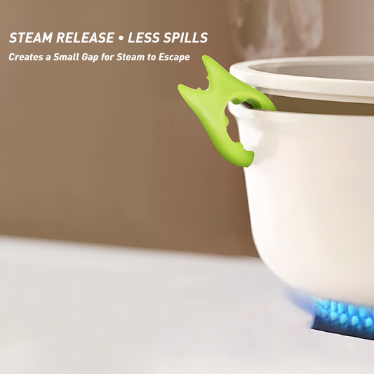 Anti-Spill Pot Clip - Silicone Lid & Spatula Holder