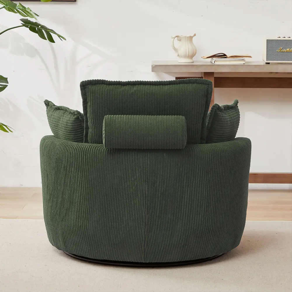 Modern Corduroy Swivel Lounge Chair with Hidden Moon Storage – 5 Color Options