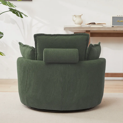 Modern Corduroy Swivel Lounge Chair with Hidden Moon Storage – 5 Color Options