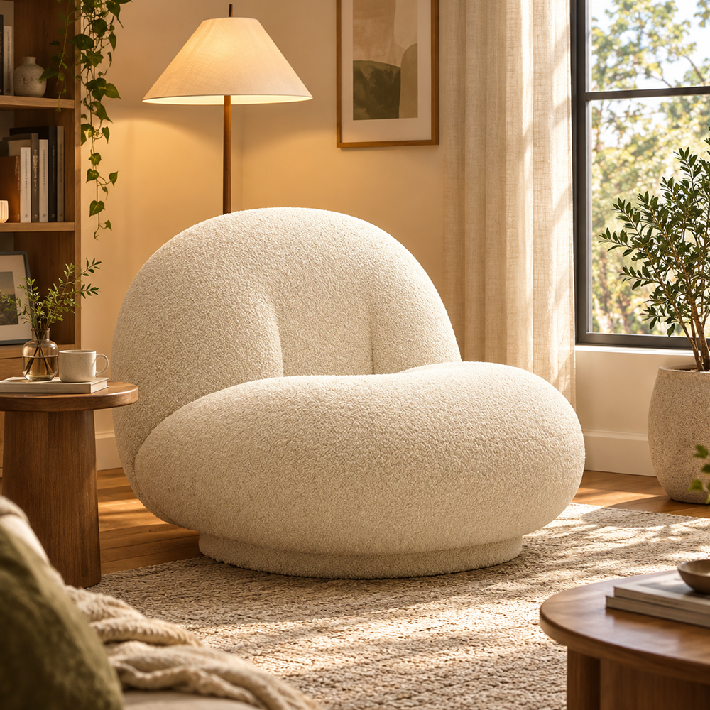 Cloud-Shaped Bean Bag Sofa – Soft Plush Lounge Chair with High-Density Foam, Fixed or Swivel Style