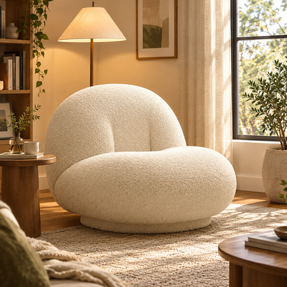 Cloud-Shaped Bean Bag Sofa – Soft Plush Lounge Chair with High-Density Foam, Fixed or Swivel Style