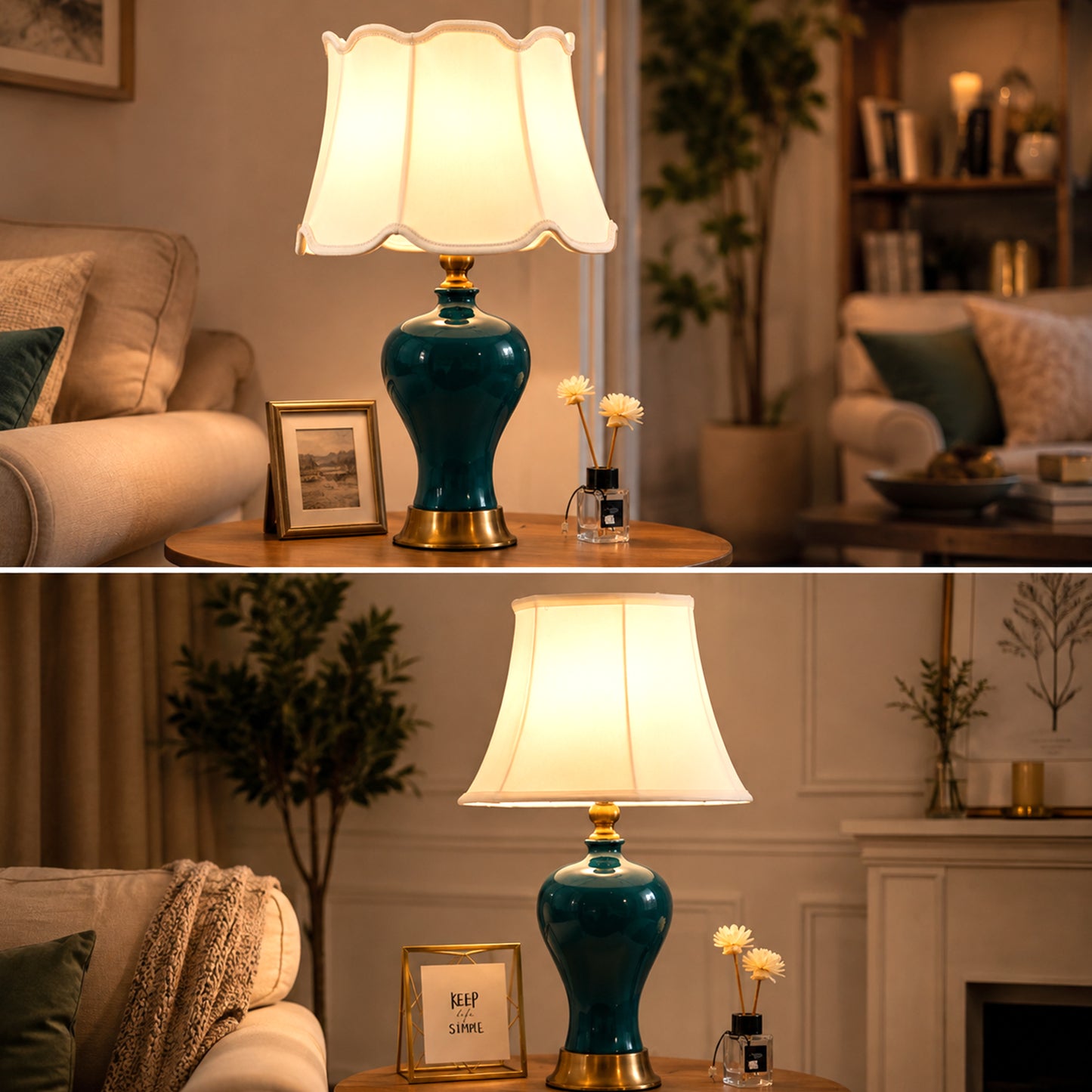 American-Style Ceramic Table Lamp with Dimmer Switch