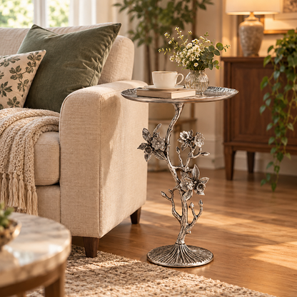 Light Luxury Sofa Side Table with Shelving - Aluminum Alloy Living Room Corner Table