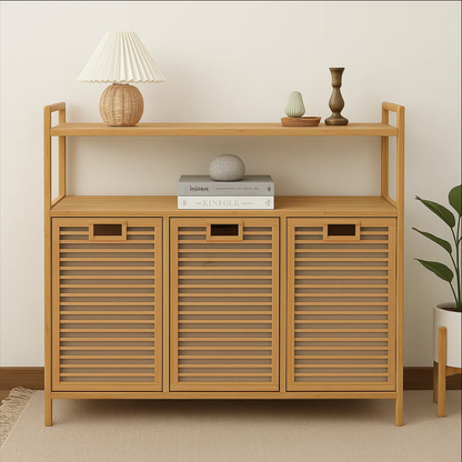 Laundry Storage Cabinet – Multi-Layer Bamboo Basket Organizer