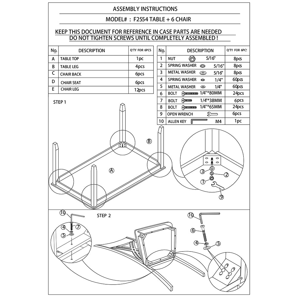 7-Piece Dining Set – Espresso Rectangular Table with 6 X-Back Cushioned Chairs – Solid Rubberwood Dining Room Furniture with Faux Leather Upholstery