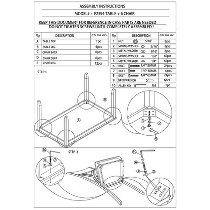 7-Piece Dining Set – Espresso Rectangular Table with 6 X-Back Cushioned Chairs – Solid Rubberwood Dining Room Furniture with Faux Leather Upholstery