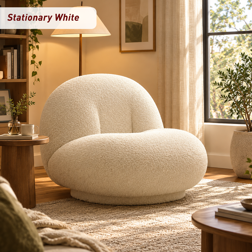 Cloud-Shaped Bean Bag Sofa – Soft Plush Lounge Chair with High-Density Foam, Fixed or Swivel Style