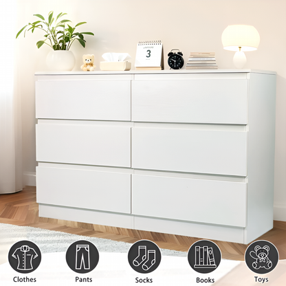 Modern 6-Drawer Dresser Cabinet – Minimalist Storage Solution in Olive Green or Grey