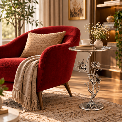 Light Luxury Sofa Side Table with Shelving - Aluminum Alloy Living Room Corner Table