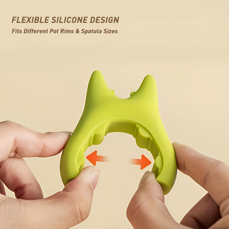 Anti-Spill Pot Clip - Silicone Lid & Spatula Holder