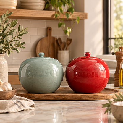 Glazed Ceramic Tea Storage Jar with Sealed Lid – Decorative Tea Canister