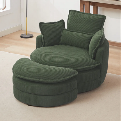 Modern Corduroy Swivel Lounge Chair with Hidden Moon Storage – 5 Color Options
